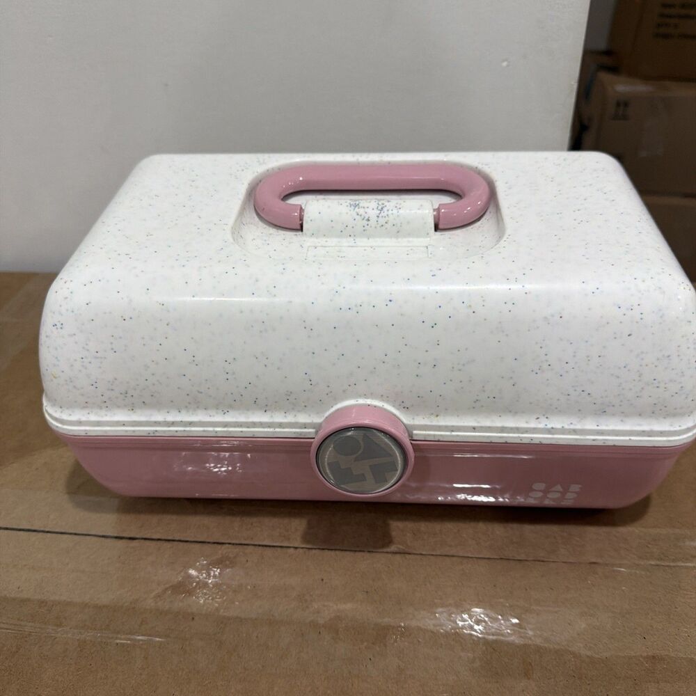 Caboodles On-The-Go Girl Makeup and Jewelry Case with Mirror Pink/White